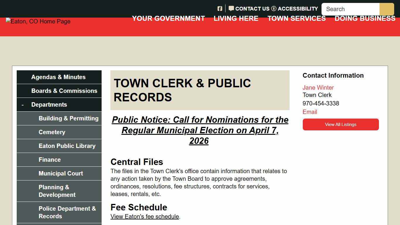 Town Clerk & Public Records Eaton, CO